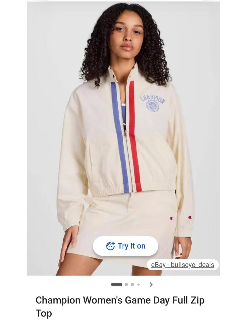 Champion Women's Game Day Full Zip Top 2X Unbleached Cotton
